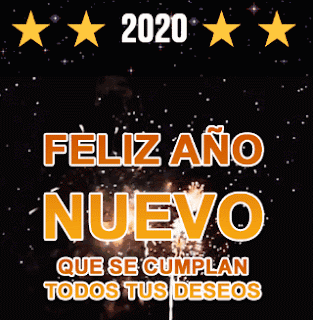 Gif originales de Feliz Año Nuevo 2020 Tarjetas con movimiento para saludar y enviar por WhatsApp fuegos artificiales