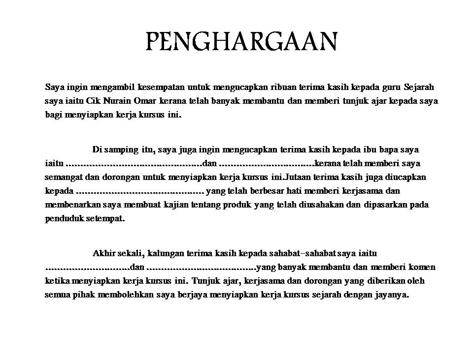 ð· Contoh pendahuluan kerja kursus. Kerja Kursus Sejarah PT3 2019. 2019