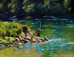 fishing fly painting oil paintings mary river air ashley plein fine arkansas painted cotter paintingvalley paintin