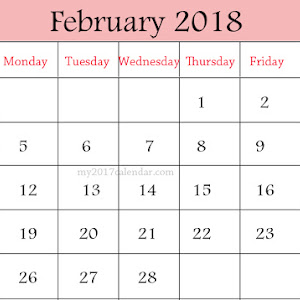 free printable february calendar 2018