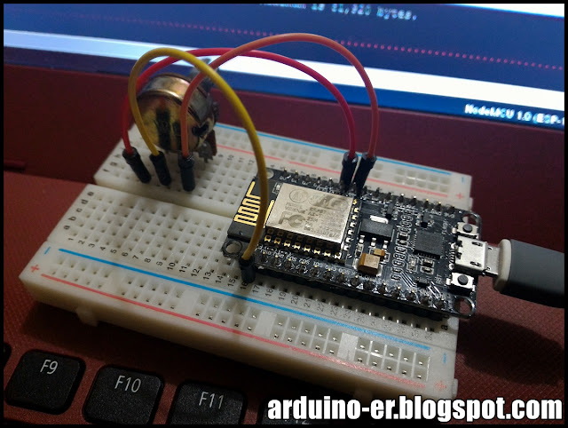 Arduino-er: NodeMCU to read analog input, A0.