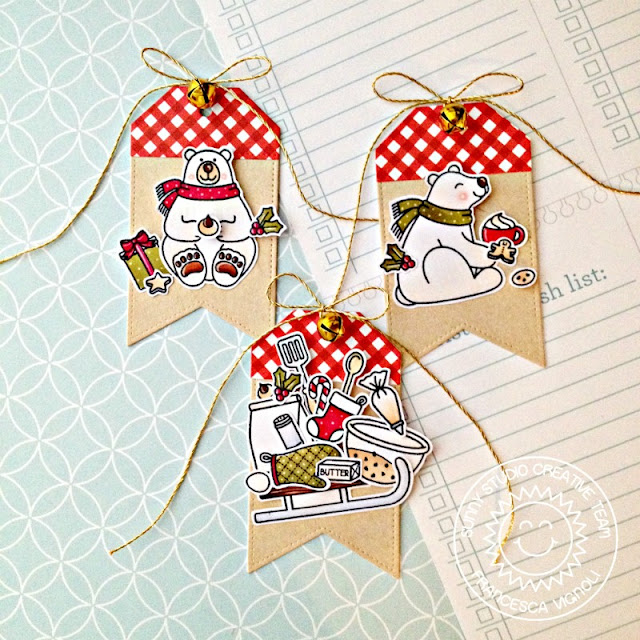Sunny Studio Stamps: Build-A-Tag Playful Polar Bears Blissful Baking Festive Christmas Gift Tags by Franci Vignoli
