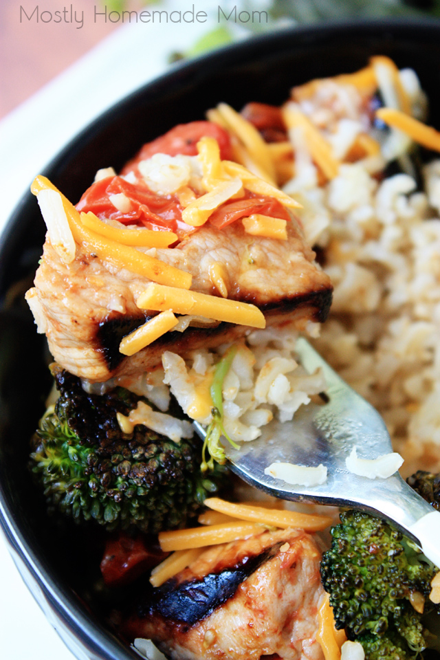 BBQ Grilled Pork & Vegetable Rice Bowls Mostly Homemade Mom