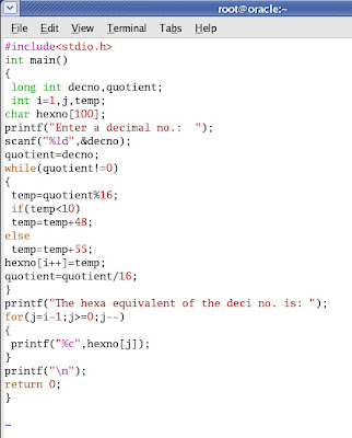 Program in C to convert a decimal number to Hexamdecimal(HEX): Program ...