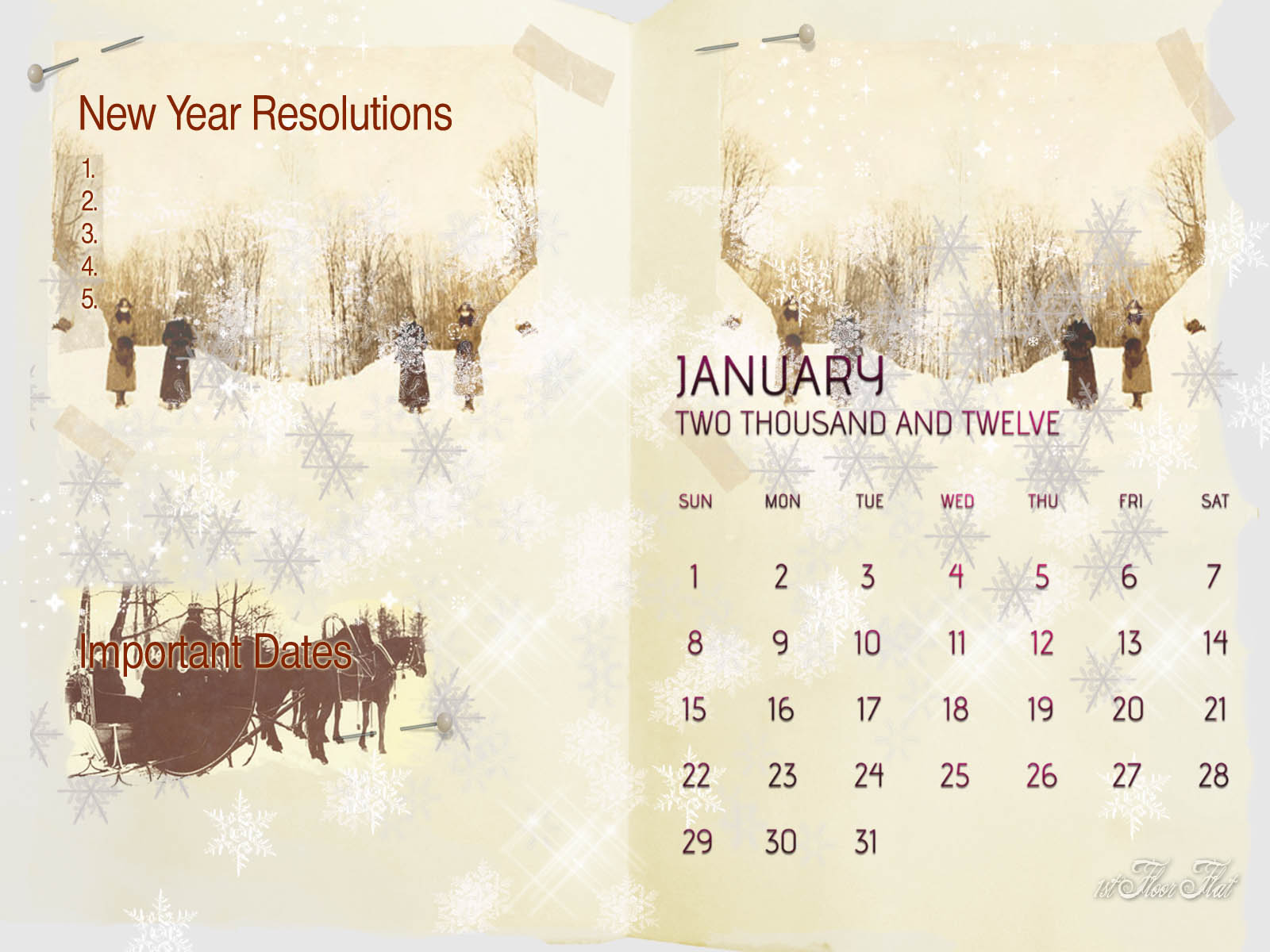 FREEBIE JANUARY DESKTOP CALENDAR PAGE