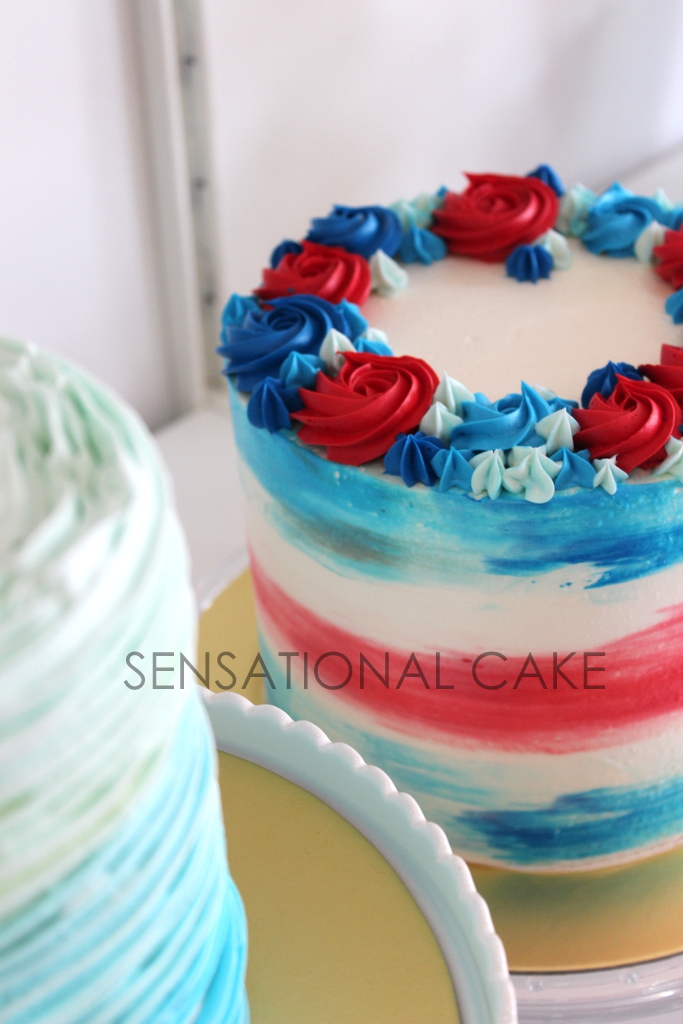 The Sensational Cakes watercolor drip ( red blue ) theme buttercream cake singapore , korean
