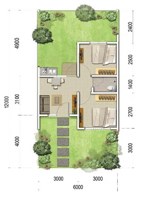 View Desain Rumah Minimalis Ukuran 6 X 12 M PNG