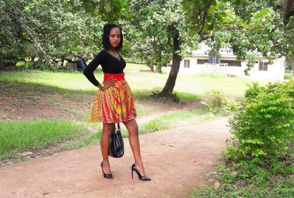 Ankara skirt with black top