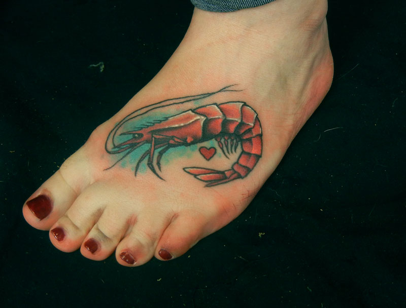 Traditional Shrimp Tattoo Black and White - wide 5