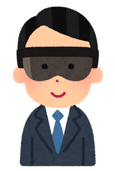 MRゴーグルを付けた人のイラスト(男性会社員)