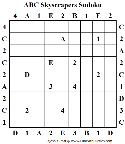 ABC Skyscrapers Sudoku Puzzle (Daily Sudoku League #150)