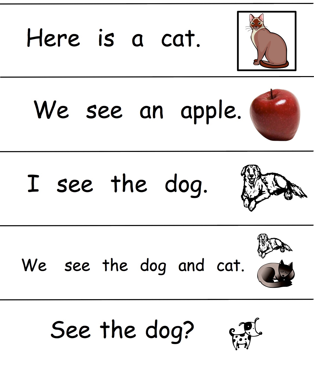 Free Printable Sight Words Sentences For Kindergarten