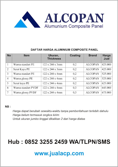 Daftar Harga Acp Per Lembar Distributor Jual Acp Murah