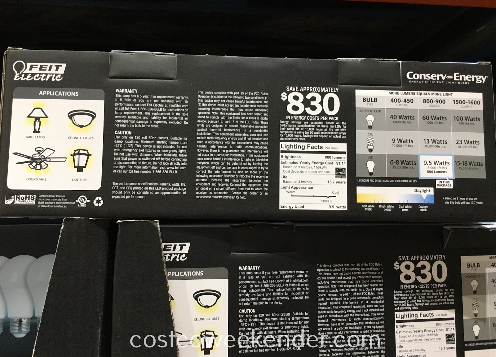 Feit Electric LED 60 Watt Replacement Daylight Bulbs (10 pack) Costco Weekender