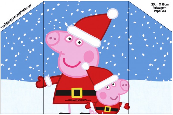 Peppa Pig en Navidad: Invitaciones para Imprimir Gratis. Sobre para invitación.