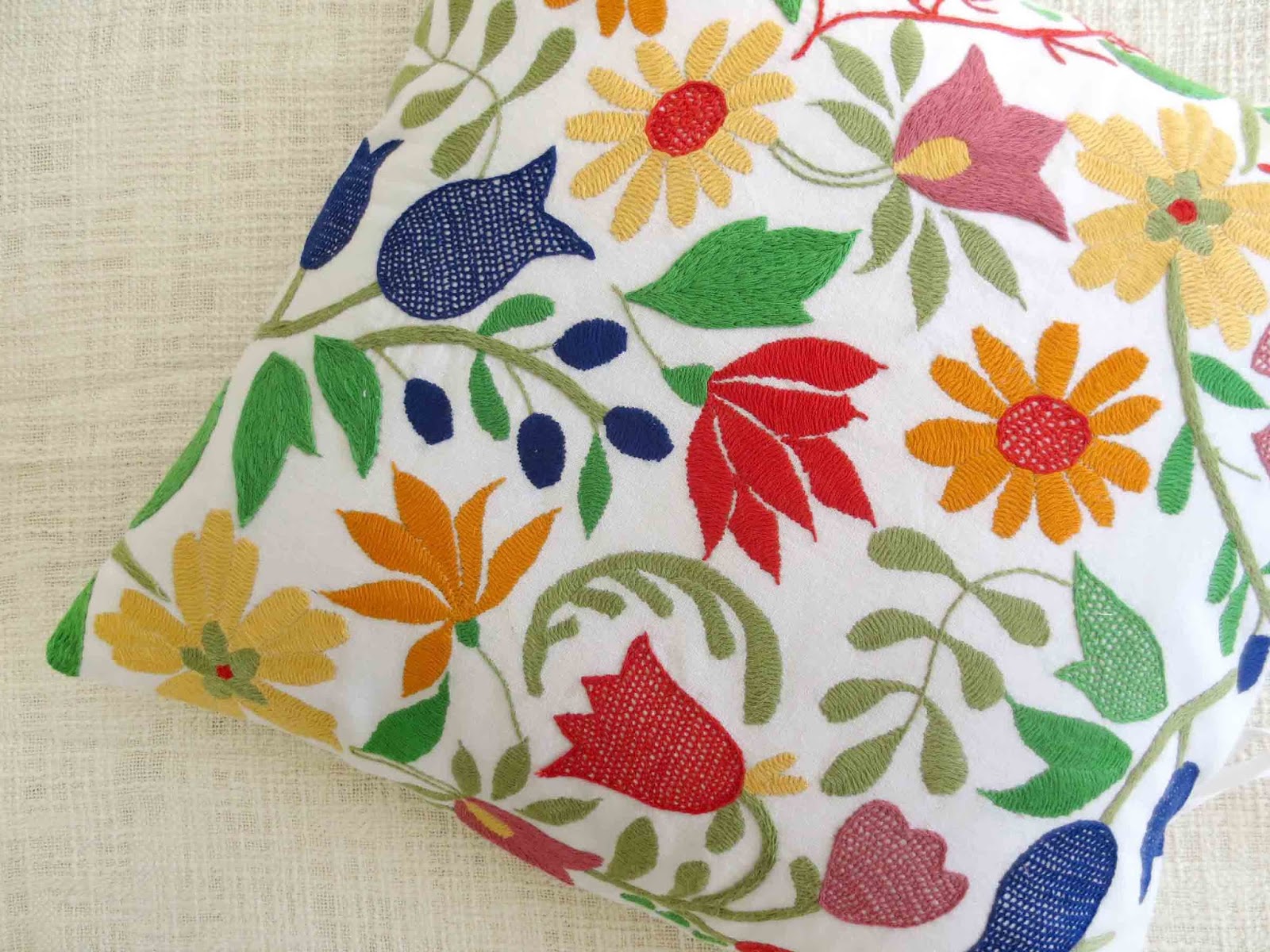 Hand embroidered floral cushion covers