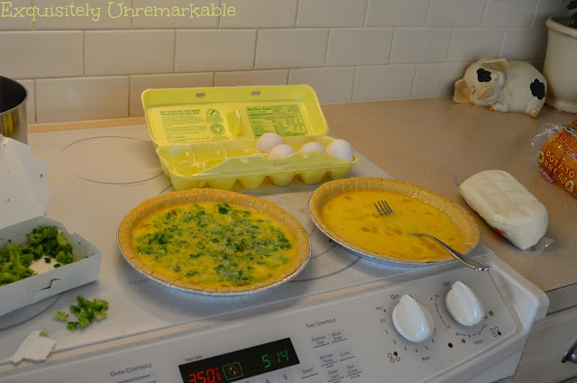 Quiche ingredients on the stove