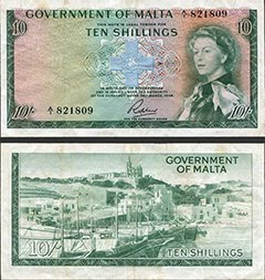 Maltese 10 Shilling Note