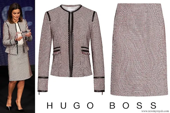 Queen Letizia wore Hugo Boss Keili Jacket and Meili Skirt