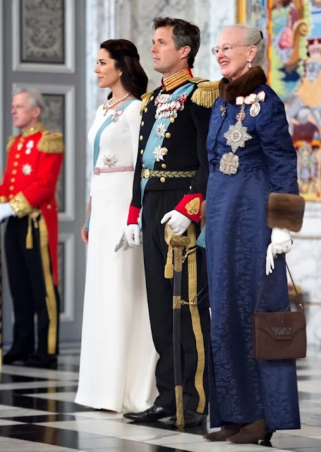 Queen Margarethe, Crown Prince Frederik and Crown Princess Mary of Denmark attend the new year reception at Christiansborg Palace in Copenhagen, Denmark