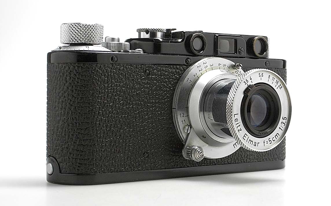 Cámara negra Leica II con Elmar 3,5/50 mm montaje a rosca funciona 