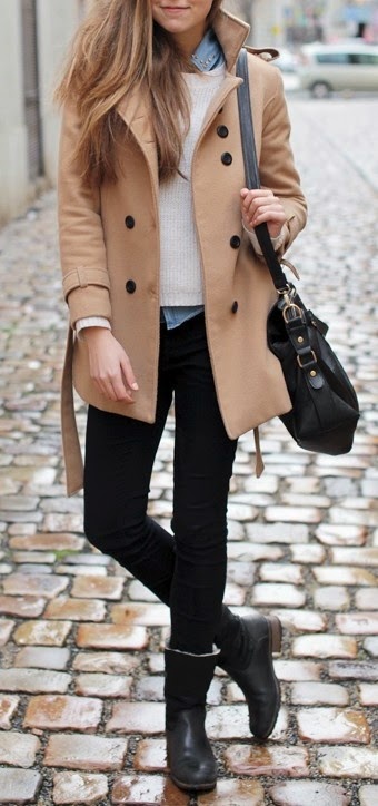 Women World Of Fashion: Black skinny pants, ankle boots, cream sweater ...
