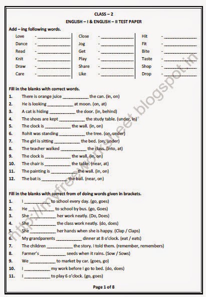 Worksheets English Test Grade 2 english model papers for grade 3 91 121 113 106 3