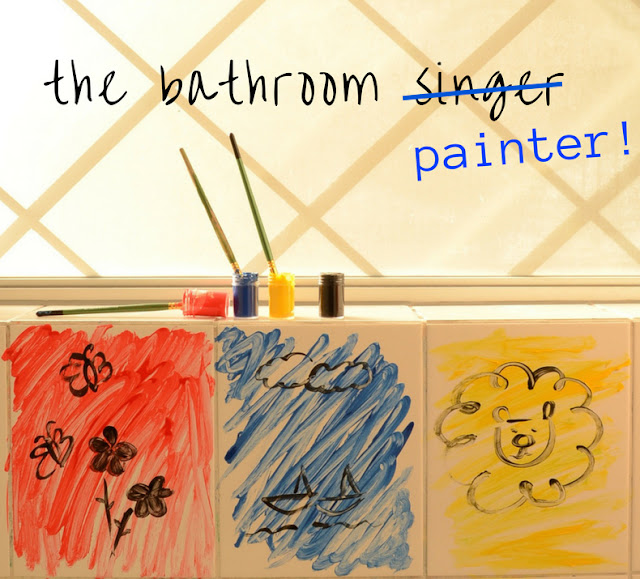 Practical Mom: Keep Kids Busy with Paints in the Bath! Creative + Non messy Activity!
