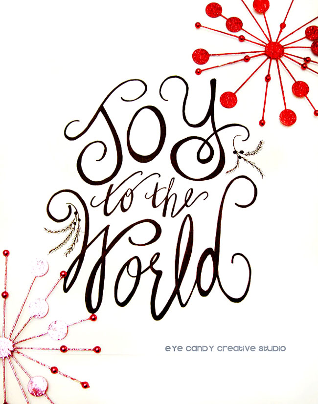 joy to the world, hand lettered christmas art print, christmas art