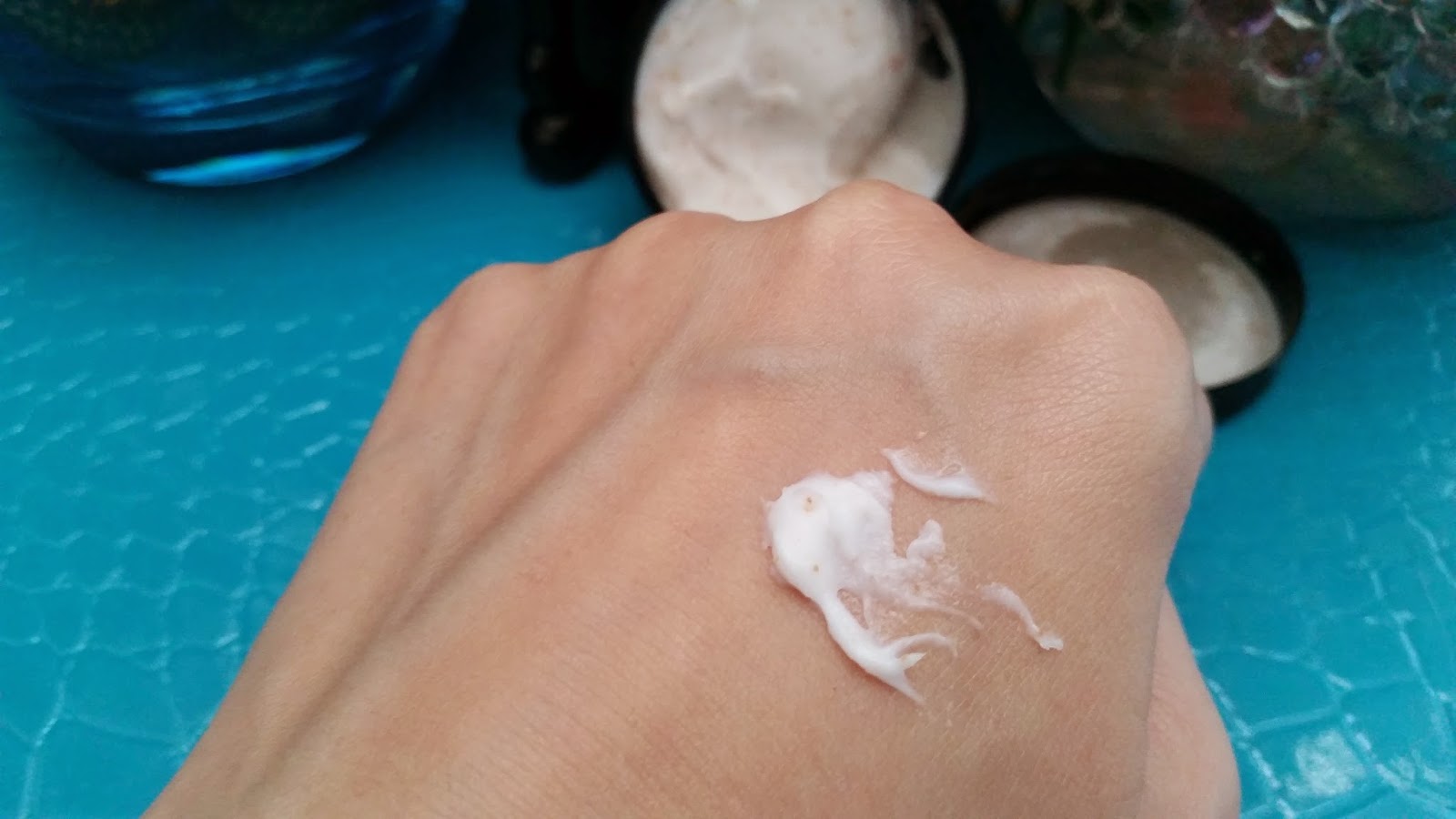 M.Daida Butter Cream Lip Mask blob on the back of hand