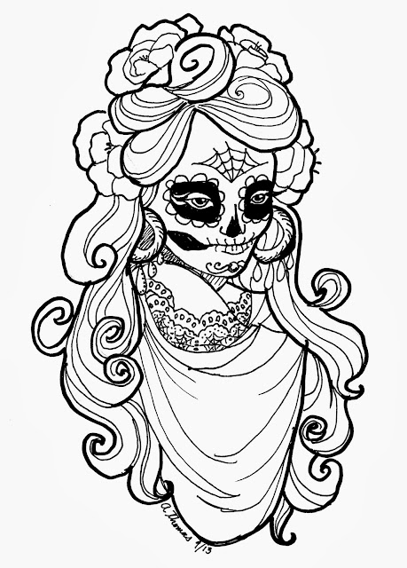 La Calavera Catrina Coloring Page Coloring Pages