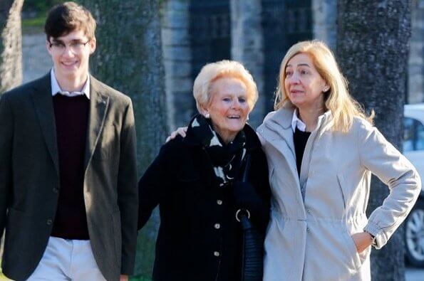 Infanta Cristina, Inaki Urdangarin and their children Irene, Pablo, Miguel and Juan attended Christmas Day Service