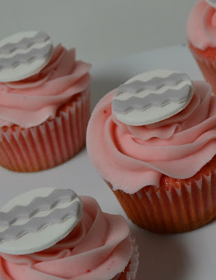 gray chevron cupcake toppers - sweet cakes by rebecca