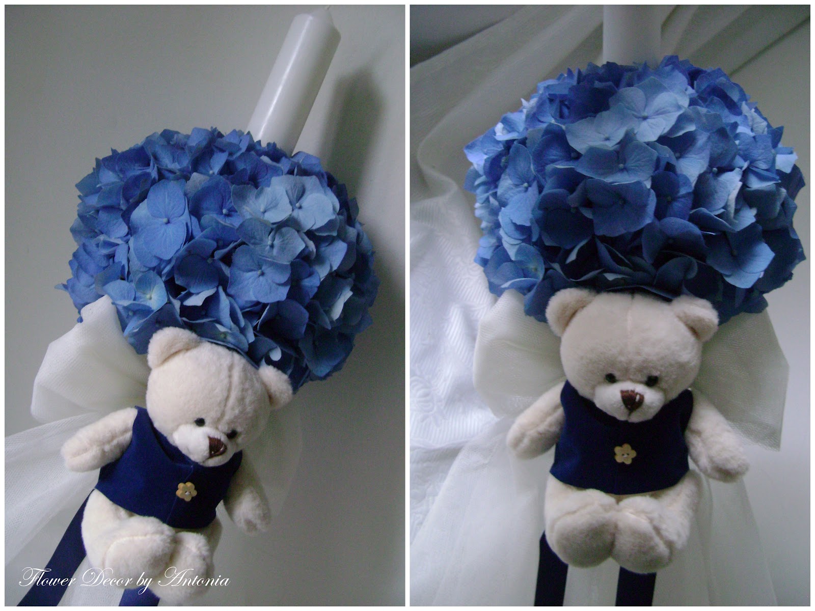 Flower Decor Mini Lumanare Botez Darius Alb Albastru