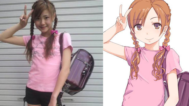 Anime vs Real: dziewczynka w różowej bluzce