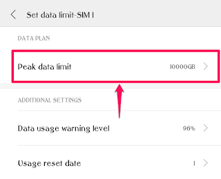 Mobile Data Limit Settings - MIUI Data Usage App