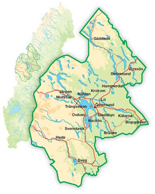Karta över Jämtland Regionen | Karta över Sverige, Geografisk, Fysisk