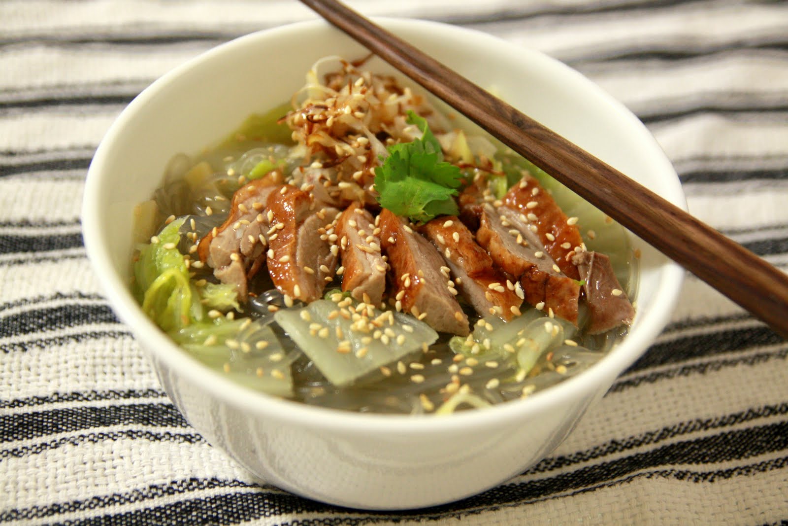 One Wok, One Pot, One Pan Duck Noodle Soup with Crunchy Leek