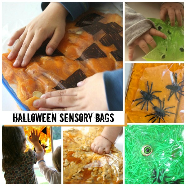 Halloween sensory bag ideas for kids- these are so fun and MESS FREE!