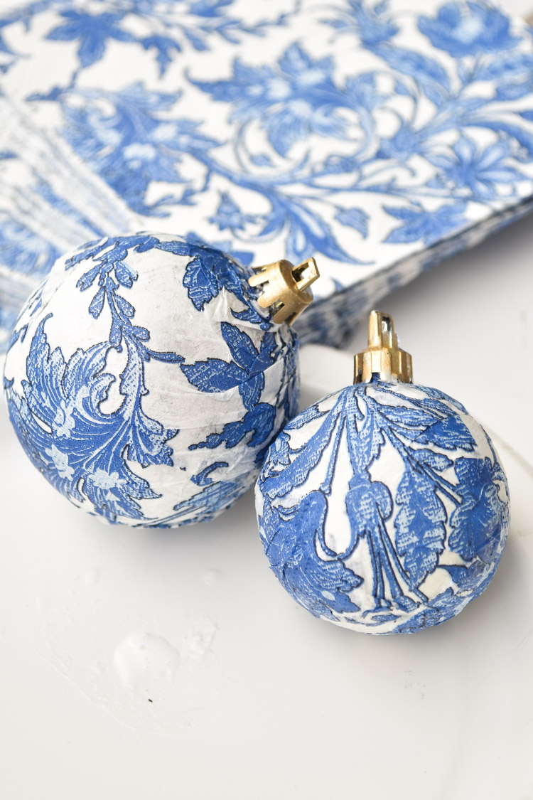 DIY Dollar Store Blue & White Chinoiserie Ornaments Monica Wants It