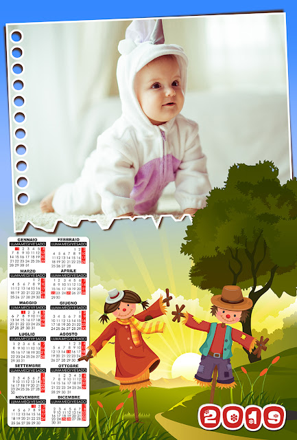 Calendario 2019 per bambini con spazio per foto orizzontale