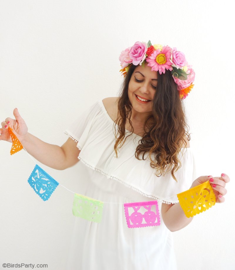 DIY Pretty & Easy Flower Crowns - learn to craft these fashion accessories for your Cinco de Mayo celebrations, weddings or Mother's Day party! by BIrdsParty.com @BirdsParty