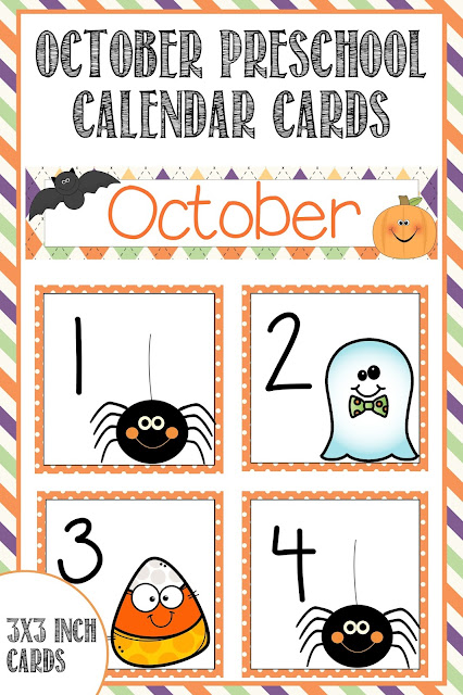 The Cozy Red Cottage Free October Preschool Calendar Cards