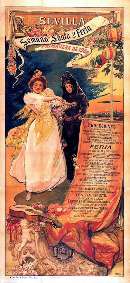 Sevilla Cartel Fiestas de Primavera 1900 y 1913 aznalfarache Sevilla Cartel Fiestas de Primavera 1900 y 1913 aznalfarache