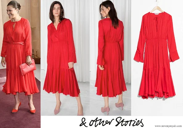 Crown Princess Victoria wore And Other Stories Midi Tie Neck Dress