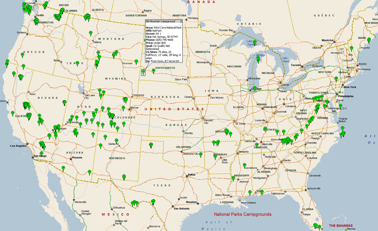 Interactive Map National Parks Usa
