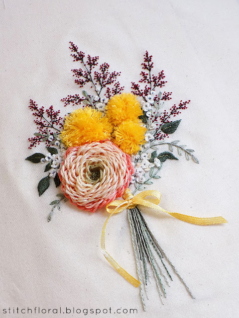 Embroidered flower bouquet