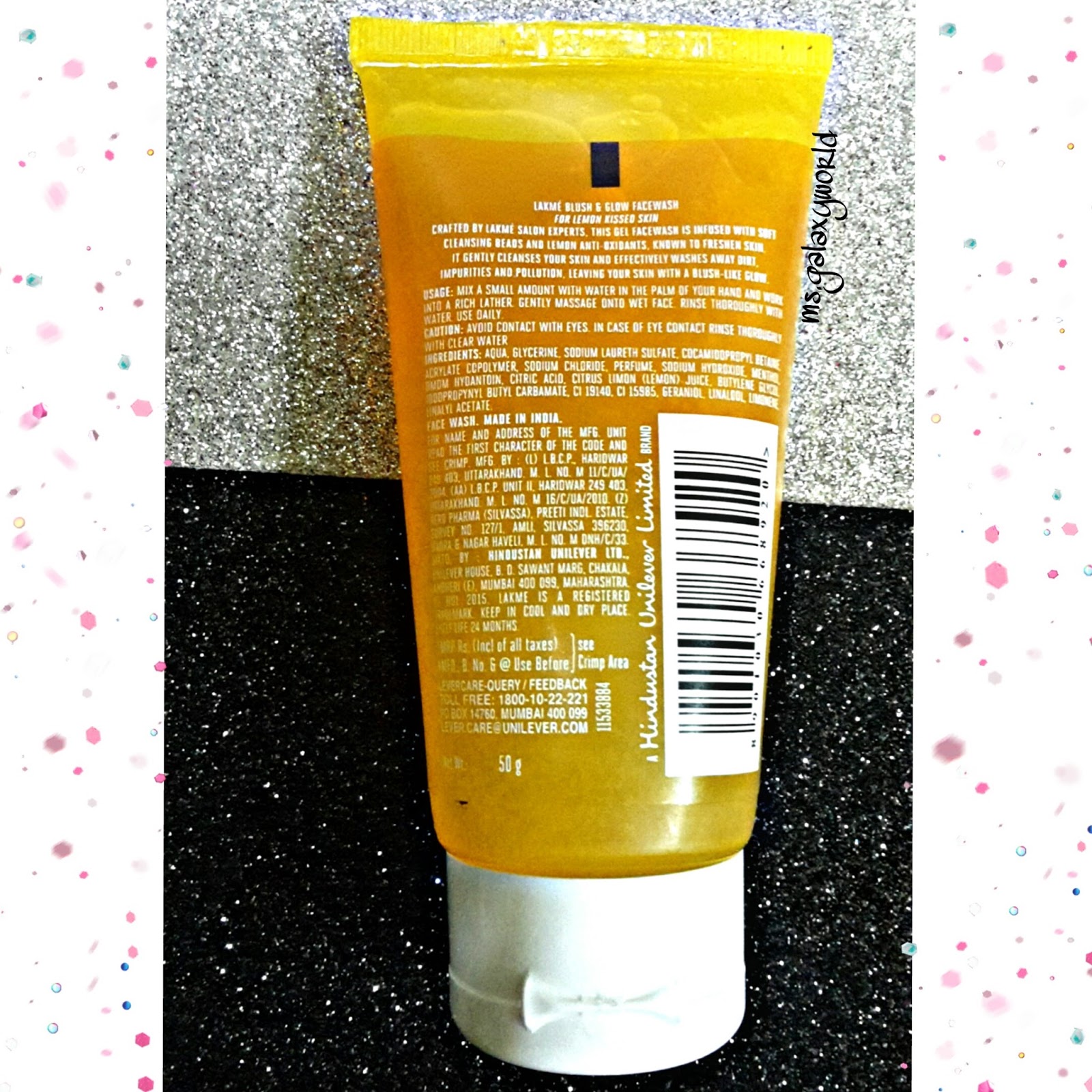 Ms.Galaxy's World REVIEW Lakme Blush And Glow Lemon Face Wash.