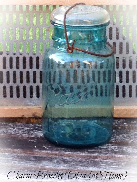 vintage blue Mason Ball jar