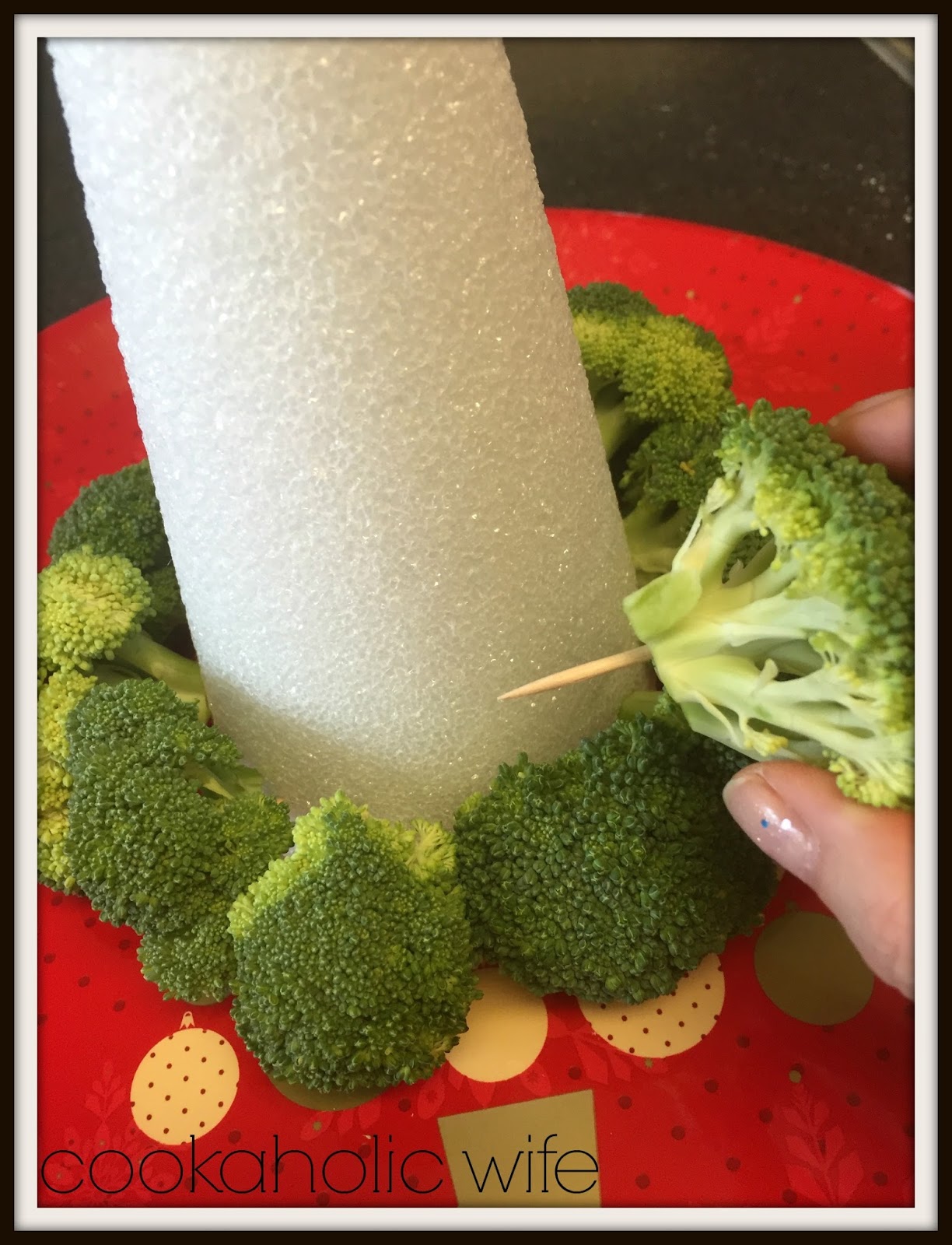 Vegetable Christmas Tree (a styrofoam cone is under it, romaine